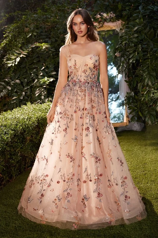 Weekend Exclusive Andrea & Leo A1289 Floral A Line Long Formal Prom Dress