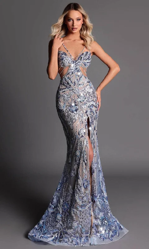 Fall Sale, Prices Drop Clarisse 811181 - Illusion Cutout Floral Beaded Prom Gown