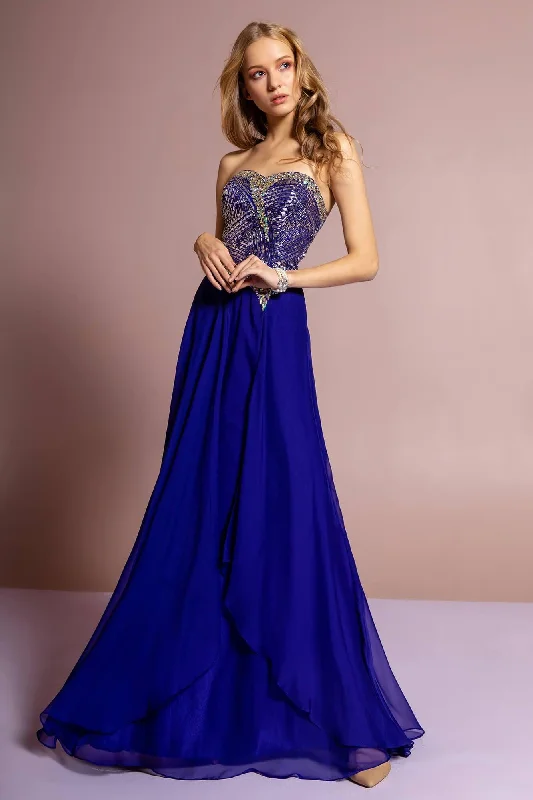 Sporty Fashion Offers Prom Strapless Chiffon Long Dress Evening Gown