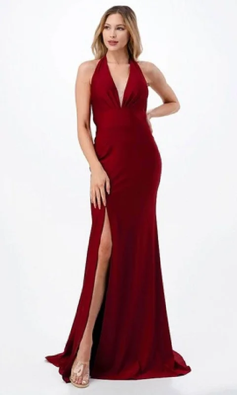 Must Haves Aspeed Design D566 - Halter High Slit Evening Gown