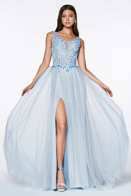 Sleek Style Discounts Cinderella Divine KV1040 Sleeveless Long Formal Dress Prom with High Slit