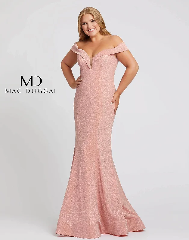 Best Deals Of The Season Mac Duggal 48977 Fabulouss Off Shoulder Plus Size Prom Dress