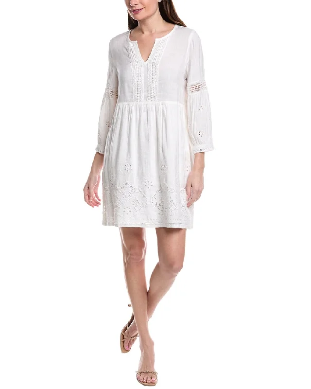 Trendy Looks On Sale Tommy Bahama St. Lucia Split Neck Linen-Blend Mini Dress