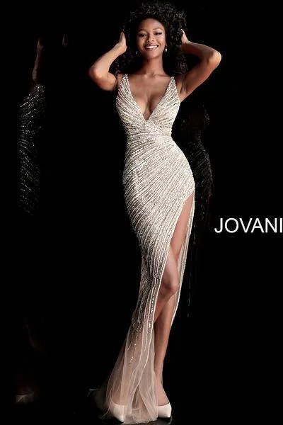 Holiday Glam Jovani 63405 Sleeveless V-Neck Open Back Long Dress