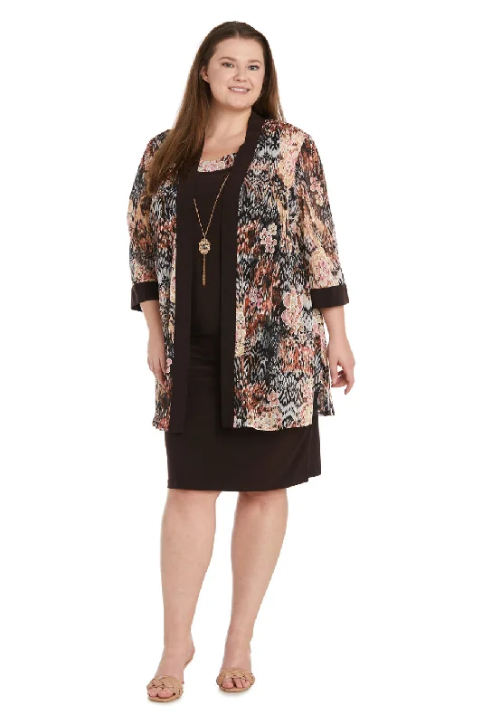 Seize Bargains R&M Richards 9596W Floral Print Short Plus Size Jacket Dress