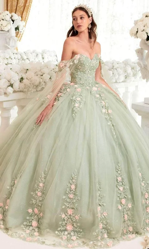 Chic & Modern Sales Cinderella Divine 15716 - Floral Embellished Sweetheart Ballgown