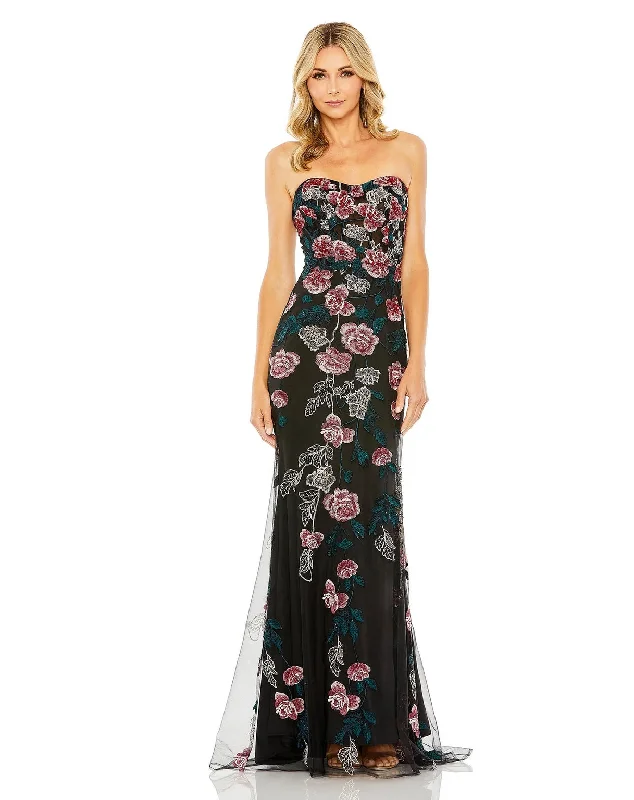 Chic Trend Collection Mac Duggal 20581 Long Strapless Floral Embroidered Dress