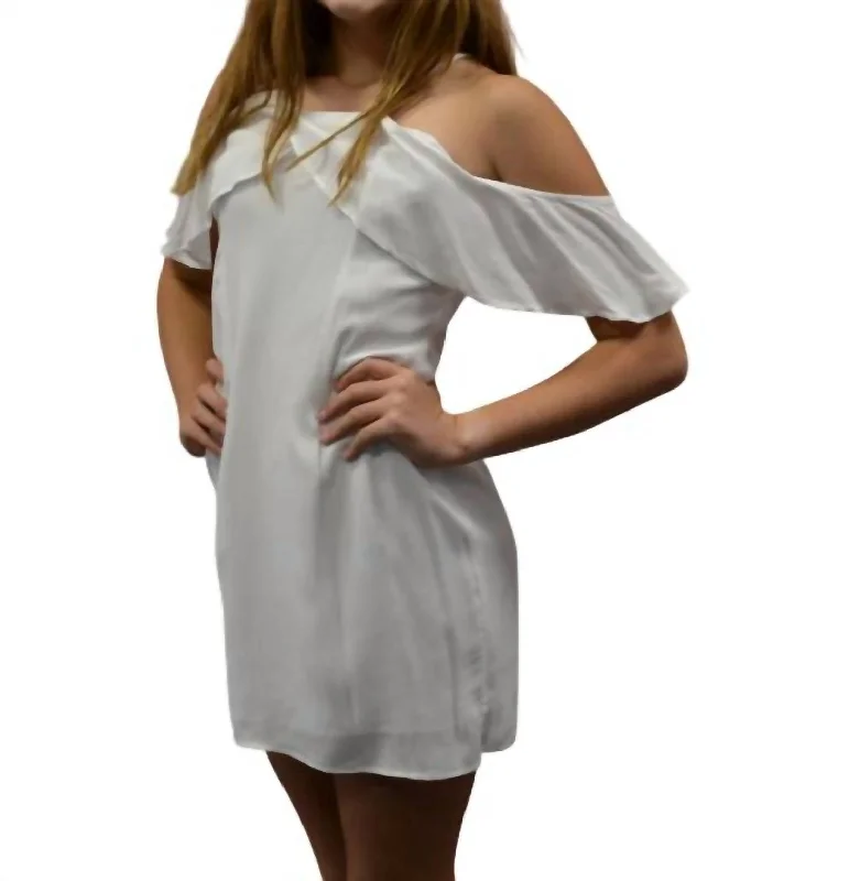 Fast Fashion Favorites Cold Shoulder Flounce Mini Dress In White