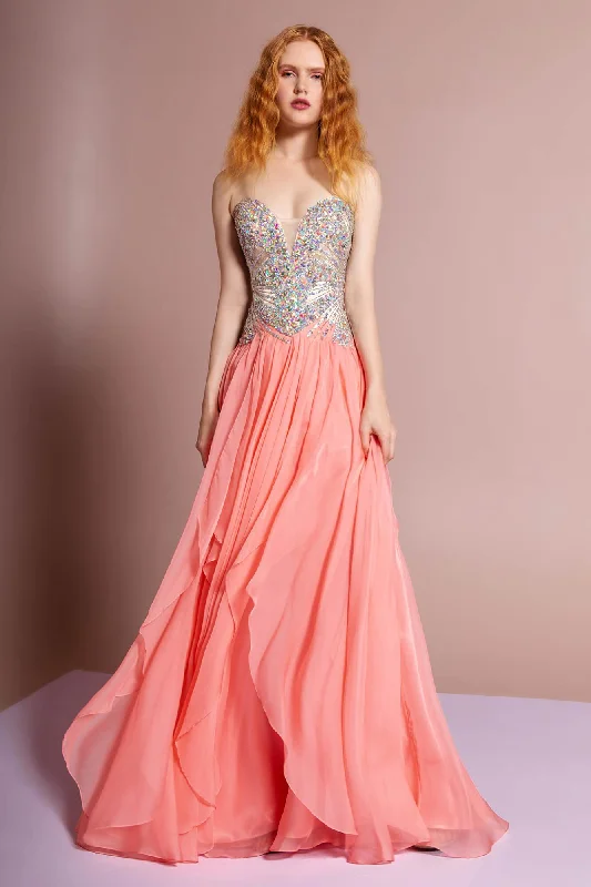 Chic Style Discounts Prom Formal Strapless Sweetheart Chiffon Long Dress