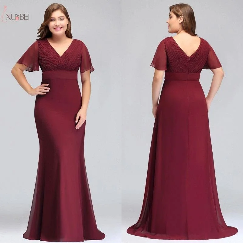 Vintage-Inspired Style Offers V Neck Short Sleeve Wedding Formal Party Dress