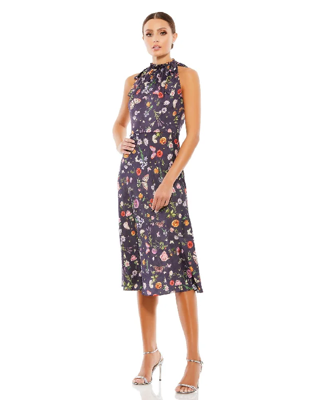 Luxury Casual Deals Mac Duggal 55629 Short Floral Print Cocktail Midi Dress