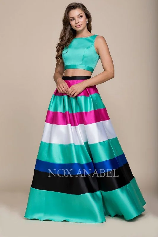 Fast Fashion Favorites Long Multi Colored Two Piece Prom Dress