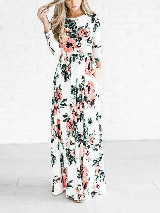 Modern Chic Discounts JuliaFashion-In Bloom Floral Print Maxi Dress