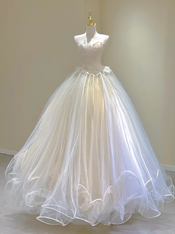 Elegant Fashion Offers Beautiful Sweetheart A-Line Tulle Appliques Wedding Dress Long Prom Gown, D462