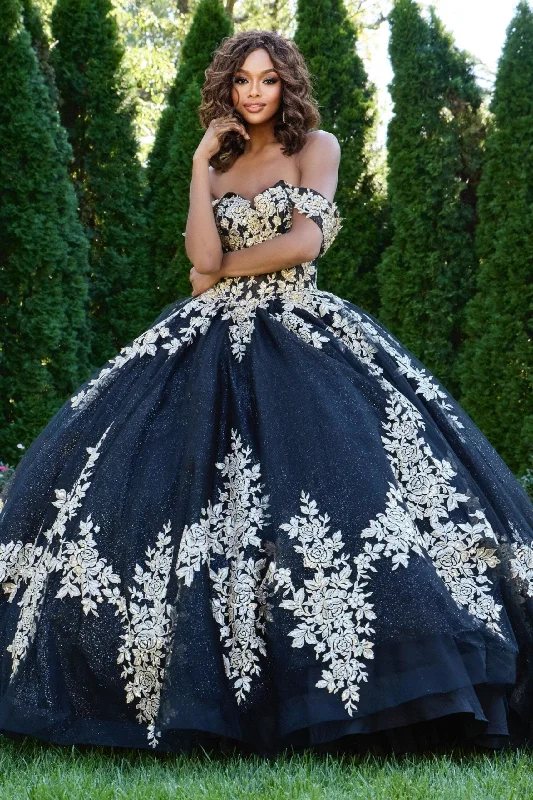 Boutique Styles Jovani 44900 Long Floral Applique Quinceanera Dress