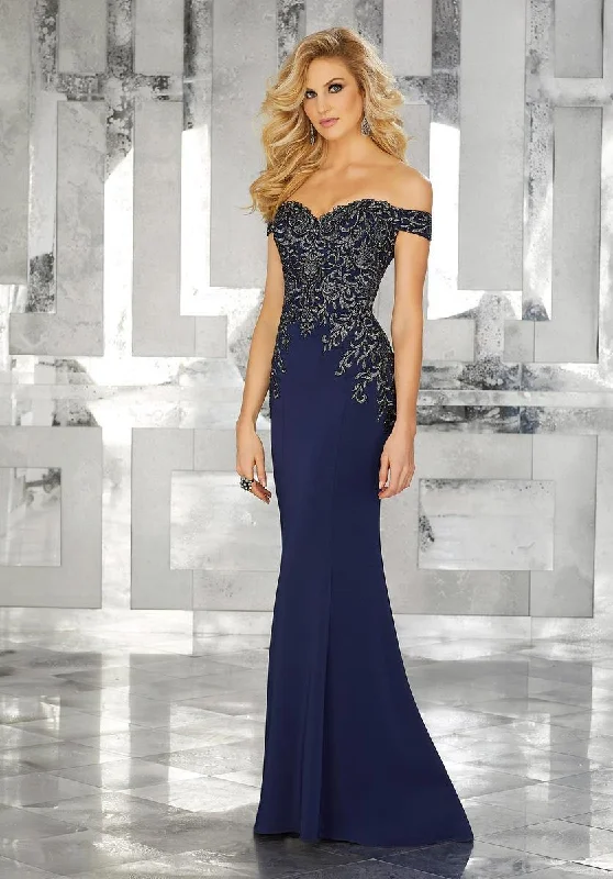 Affordable Luxury Fashion MGNY Madeline Gardner New York 71616 Long Off Shoulder Evening Gown