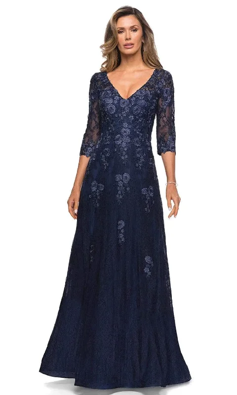 Hot Sale La Femme 28000SC - Embroidered A-Line Formal Gown