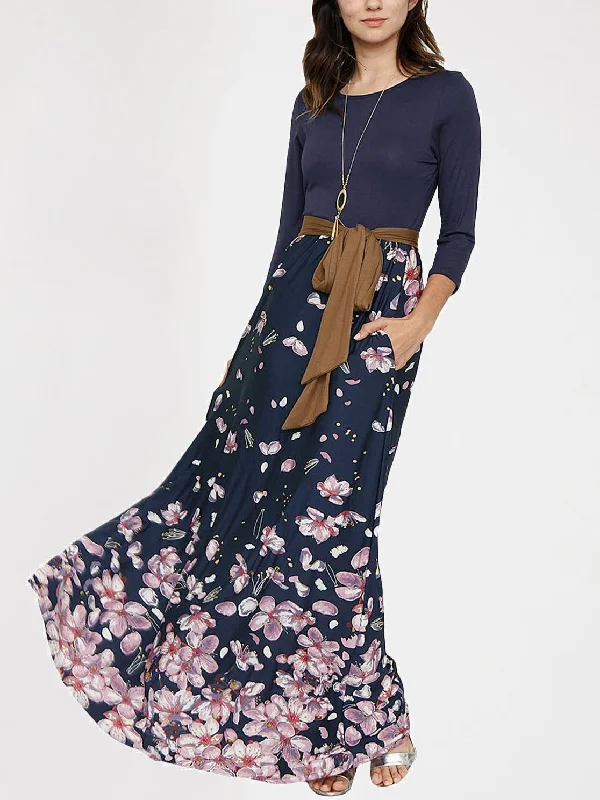 Romantic Fashion Discounts JuliaFashion - 2024 Secret Garden Floral Print Maxi Dress