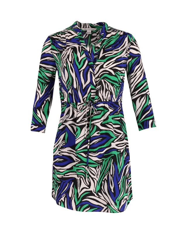 Urban Style Promotions Diane Von Furstenberg Printed Mini Dress in Multicolor Silk