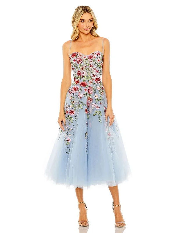 Explore What'S New Mac Duggal 20651 Floral Lace Cocktail Tea Length Dress