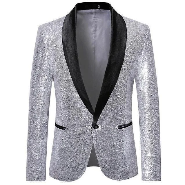 End-Of-Season Clearance Men's Blazer Wedding Sequin Party Blazer Slim Fit