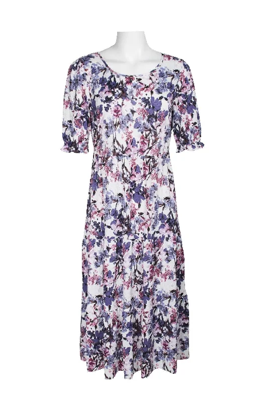 Flash Sale, Don'T Miss Connected Apparel Short Sleeve Floral Print Dress Sale