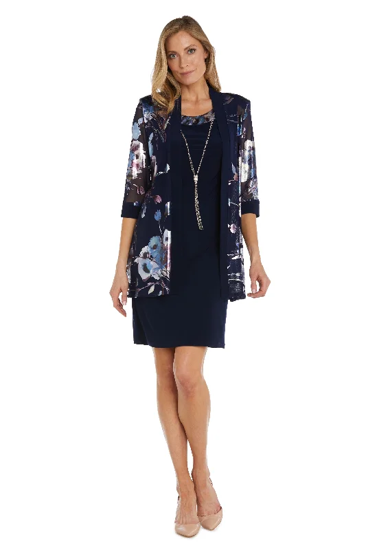 New Season Fashion Preview Sale R&M Richards 9776 Short Sleeveless Floral Sheer Jacket Dress