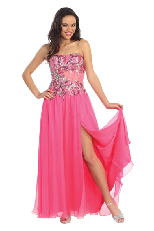 Clearance Event Prom Long Strapless Chiffon Dress Evening Gown