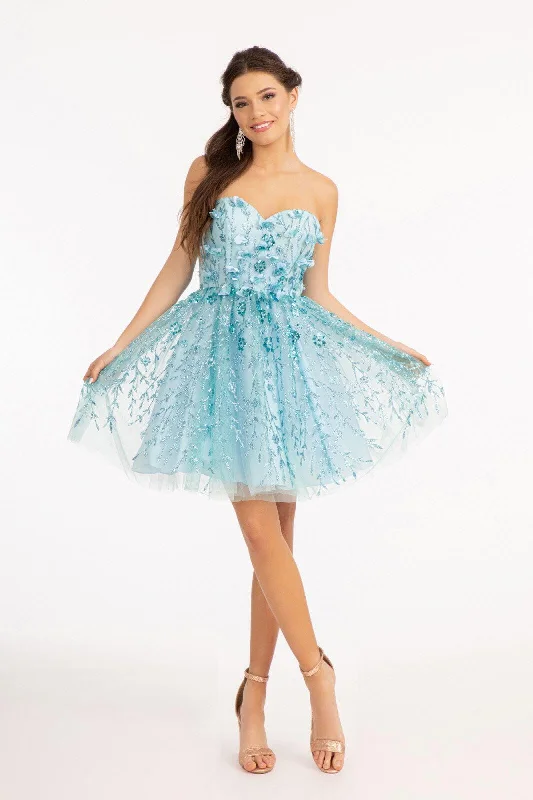 Daily Deals Homecoming Strapless Floral Applique Short Dress Sale