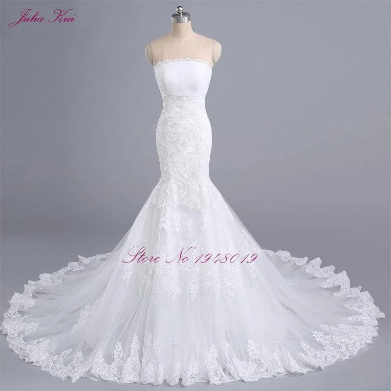 Casual Chic Deals Strapless  Button Chapel Train Mermaid Wedding Dress