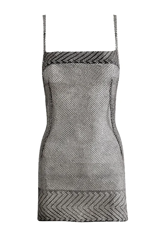 Spring Fashion 1920's Egyptian Black and Silver Mini Dress