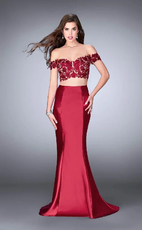 Exclusive Designer Style Deals La Femme Gigi - 24413 Off-Shoulder Embroidered Long Evening Gown