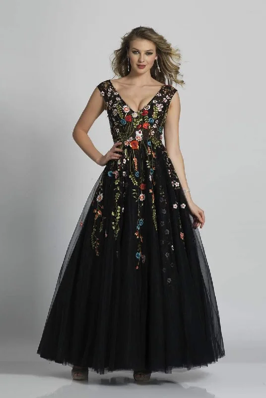 Summer Fashion Dave & Johnny - A5703 V Neck Floral Evening Dress