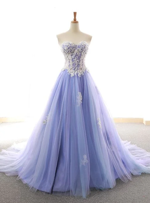 Exclusive Sale Purple Sweetheart Tulle Lace Appliques Wedding prom Dress  cg6591