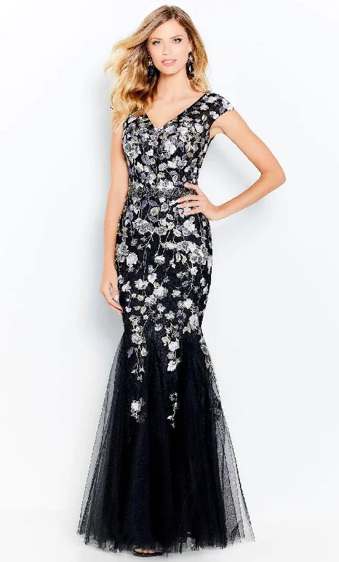 The Latest Trends Cameron Blake 120608W - Floral Laced Formal Gown