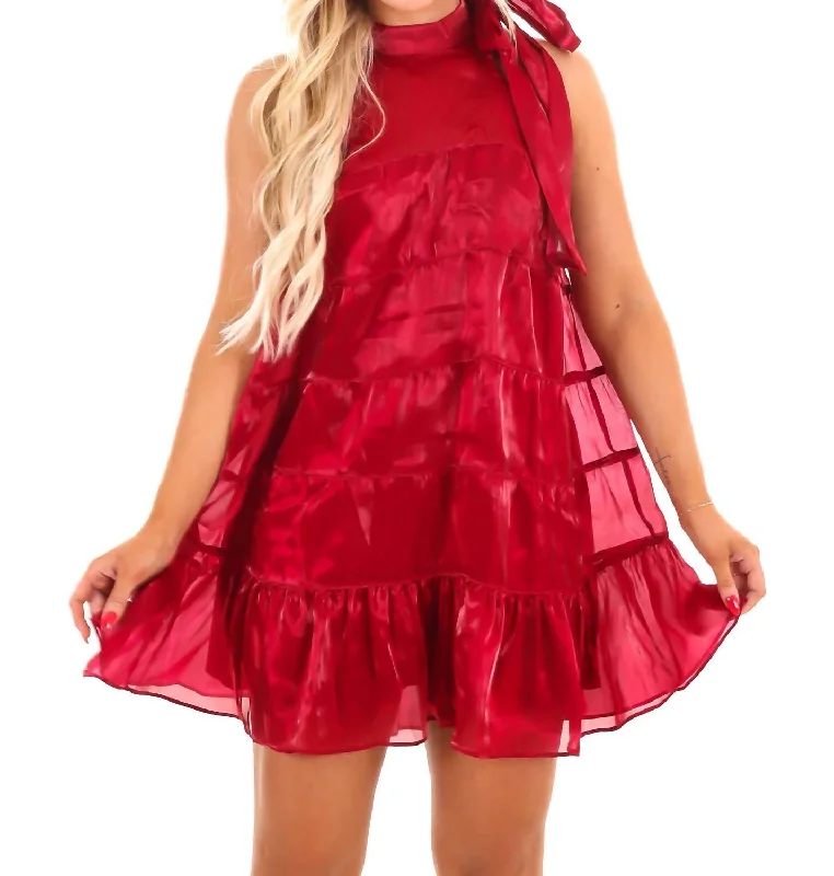 Polished Style Deals Falling Behind Halter Neck Mini Dress In Burgundy