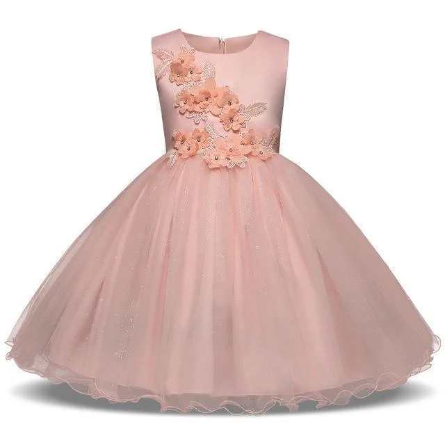 Valentine's Special Fancy Girls Dresses Christmas or Wedding Dresses 1- 8 Years White Pink