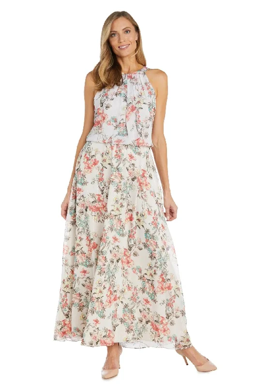 Hot Picks R&M Richards 1121 Long Halter Floral Maxi Dress