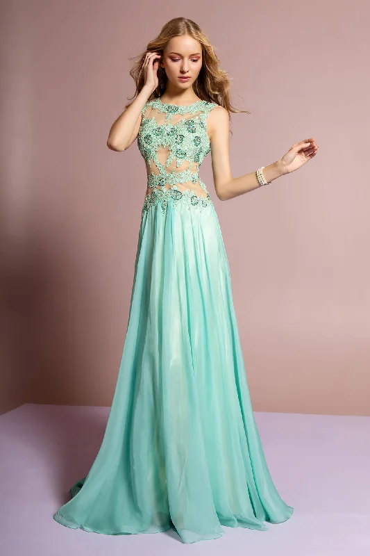 Statement Fashion Offers Long Strapless Beaded Chiffon Prom Formal Dress