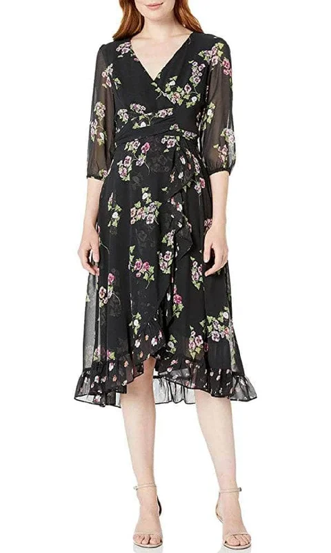 Effortless Style, Endless Impact Taylor 1791M - Floral Chiffon High-Low Dress