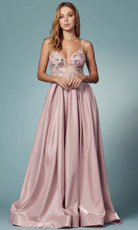 Discount Extravaganza Nox Anabel E1004 - Floral A-Line Prom Dress