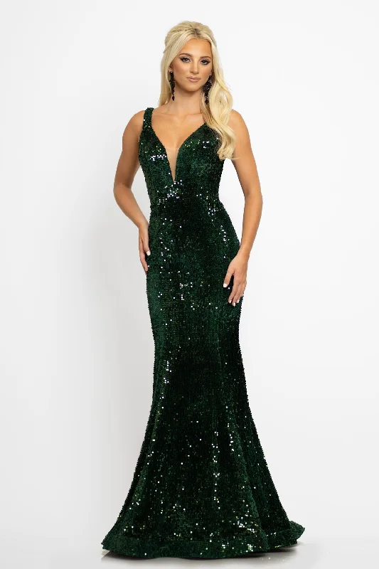 Exclusive Deals Online Johnathan Kayne 2237 sz 4 sequin stretch velvet mermaid prom dress pageant gown