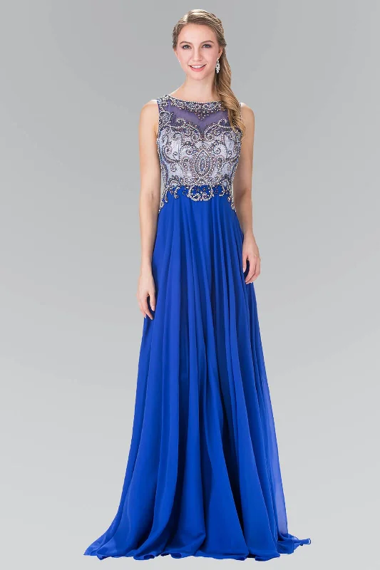 Daring Fashion Promotions Prom Long Sleeveless Beaded Chiffon Evening Dress