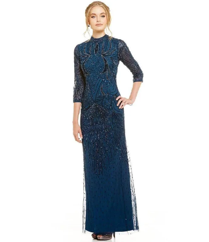 Luxury Casual Deals Adrianna Papell AP1E200282 Long Formal Long Sleeve Evening Dress