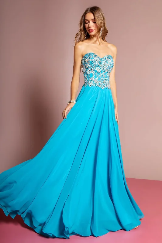 Fashion-Forward Offers Prom Strapless Sweetheart Chiffon Evening Long Gown