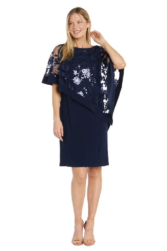 Discover Promotions R&M Richards 2851 Short Sequin Floral Poncho Mother of the Bride Dress