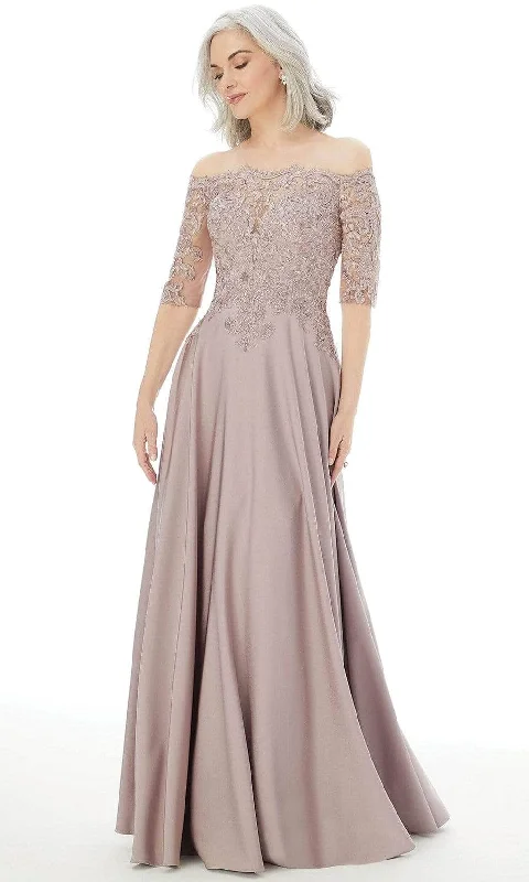 Romantic Chic Deals MGNY By Mori Lee 72220SC - Elbow-Length Sleeve A-Line Formal Gown