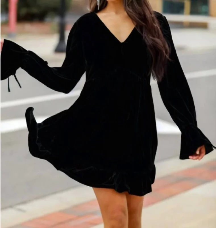 Style Without Limits Velvet Mini Dress In Black