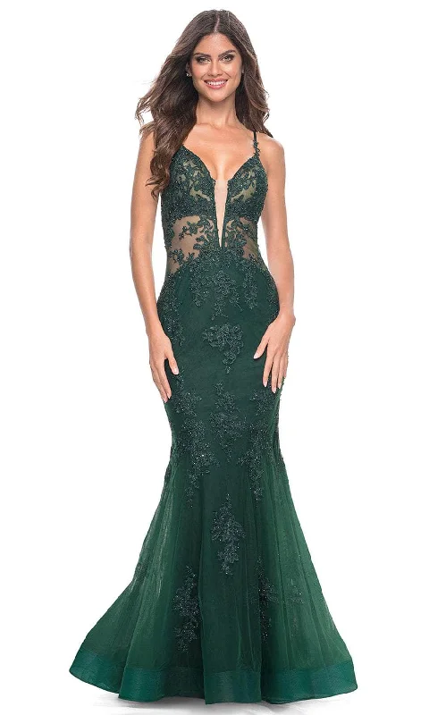 Vibrant Style Promotions La Femme 32305 - Strappy Back Embroidered Prom Gown