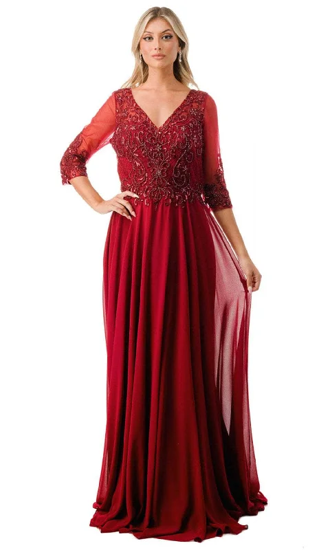 Buy More, Save More Aspeed Design M2722 - Illusion Sleeve A-Line Evening Gown